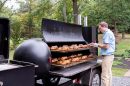 My BBQ Smoker Trailer Smoking and Searing Spatchcock Chickens
